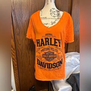 Harley-Davidson Orange Graphic T-Shirt Size 2XL